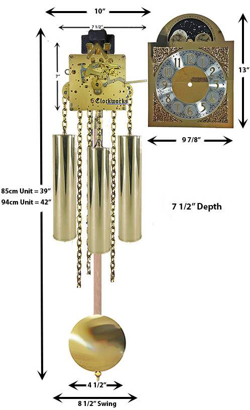 Westminster, chain driven, grand mother clock kit 