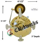 Round Hermle 130-080 clock movement with bell strike mechanism and mounting ears visible.