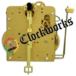 Rear plate straight-on view of Hermle 141-030K Bim Bam clock movement showing gears, strike linkage, and mounting layout.