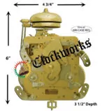 Front measurement image of a Hermle 141-080 clock movement showing required installation space for new clock builds.