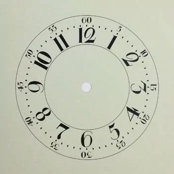 ONE WATERBURY PAPER DIAL 5 INCH TIME TRACK ROMAN NUMERAL IVORY COLOR DIAL 