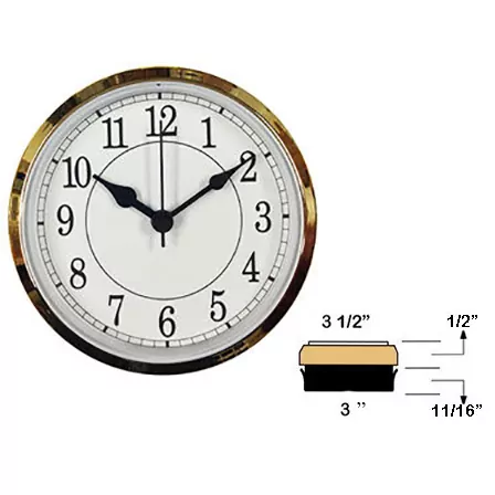 NEW 3 15/16" White Arabic Quartz Fit-up or Clock Insert Movement with Glass Lens 