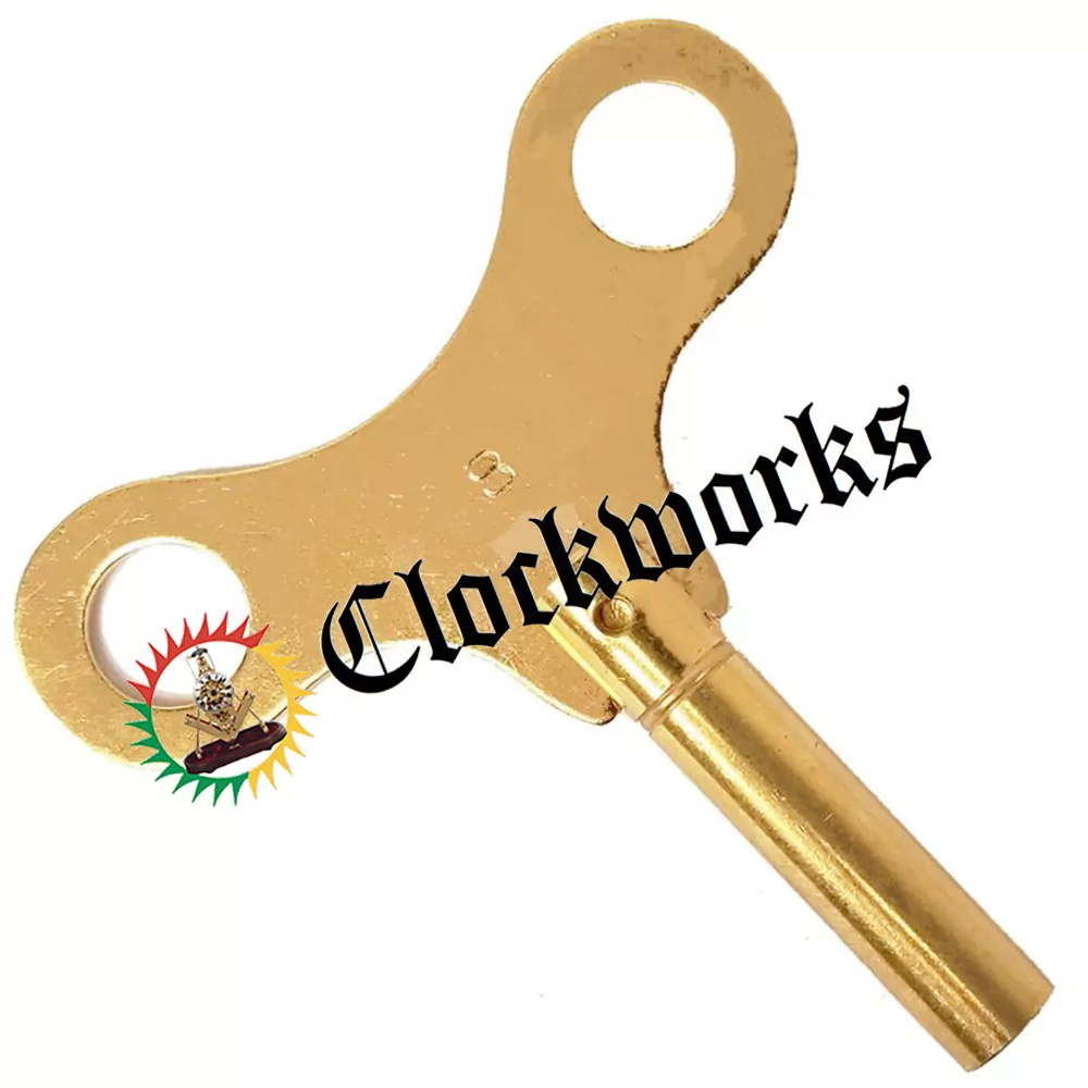 Solid Brass Wide Wing Clock Key set of 3 most popular sizes # 6,#7 and #8 