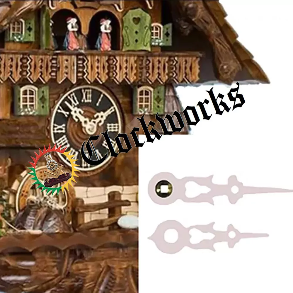 Cuckoo clock hands new white to suit a 4 mm x 4 mm square minute hand shaft... 