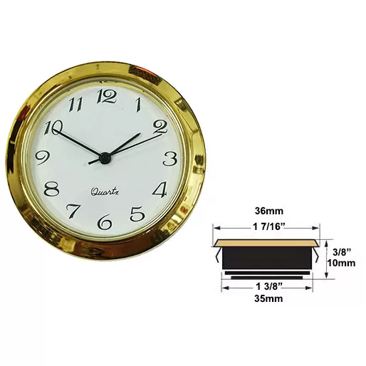 3 1/8" Roman Numbers Quartz Battery Fit-Up Insert Clock Movement fits a 3" Hole 