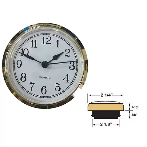 Quartz alarm clock movement for 2-1/4" diameter hole 