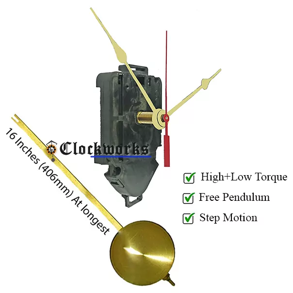 Quartz clock pendulum mechanism hands giant pear 25/38cm long barrel 