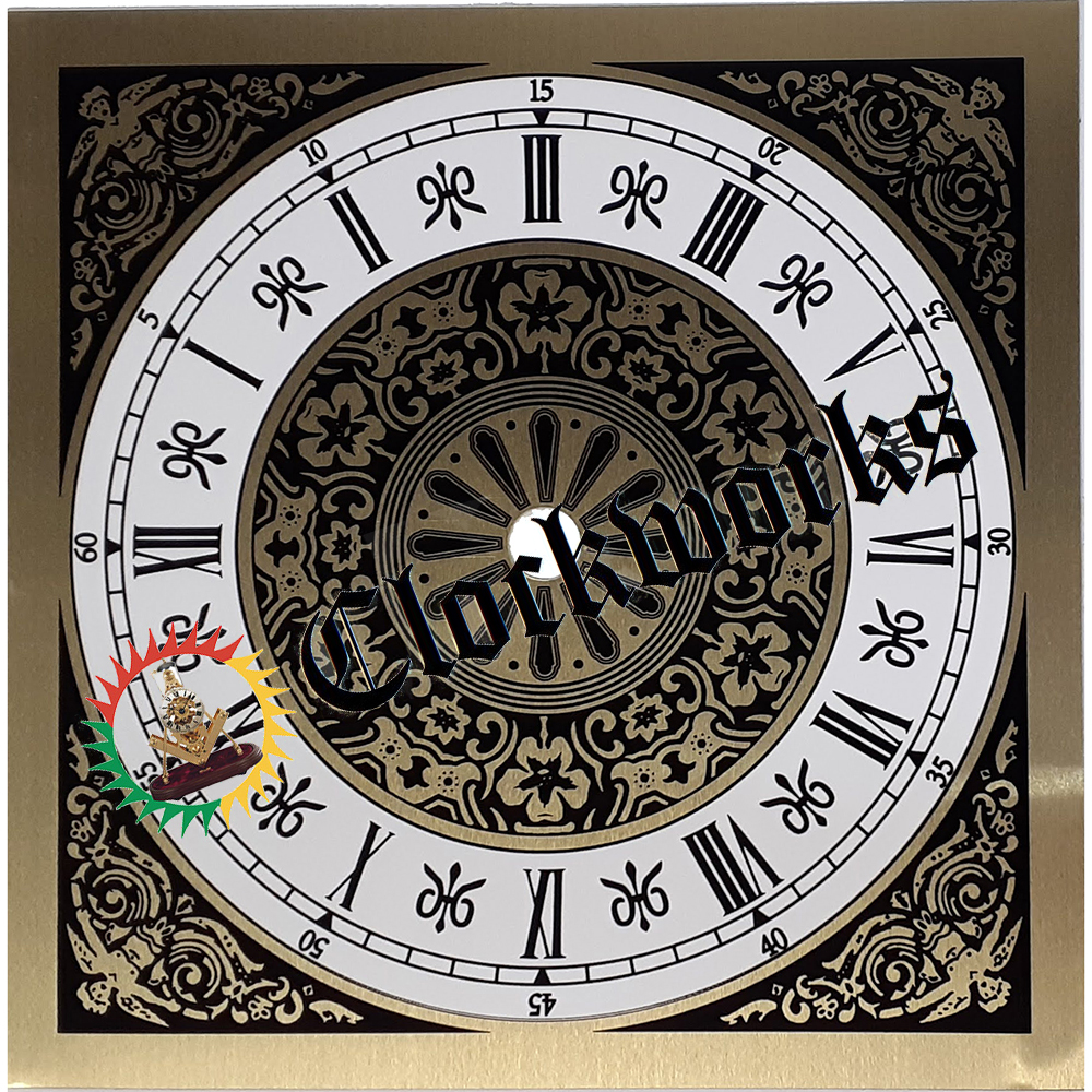 Clock Dial Arabic Numerals Metal 7 7/8" Square with 6" Time Ring 