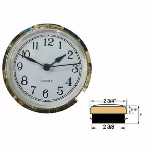 Clock Battery Fit-Up Insert Roman Gold Face 2 13/16" dia fits a 2 1/2" Hole 