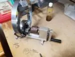 Hole end clock mainspring in the winder from