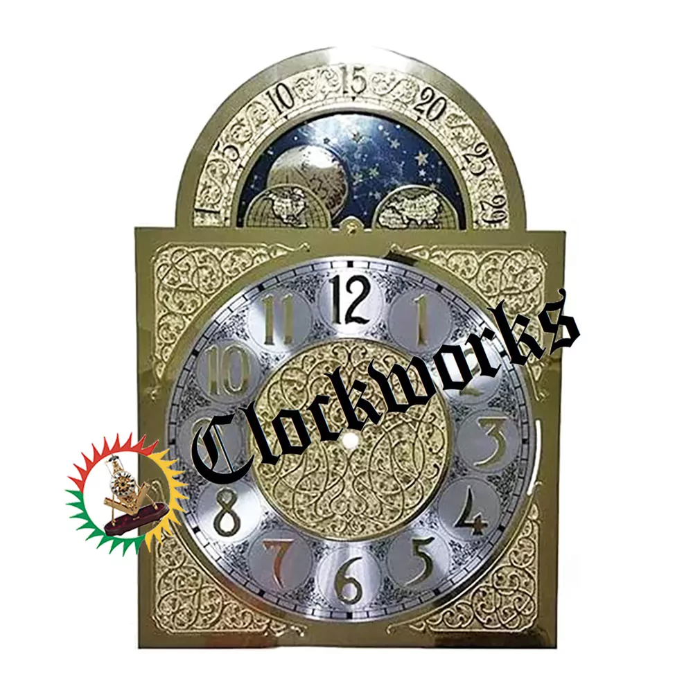 Hermle  Grandfather Clock Dial 451-050 NEW Brass Color Moon 13 7/8" x 9 7/8" 