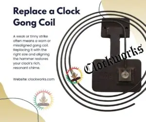replace a clock gong coil guide by Clockworks showing metal gong coil assembly and mounting base