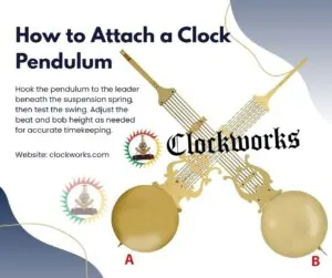 two gold clock pendulums crossed showing different styles labeled A and B