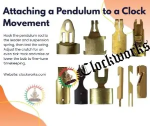 assortment of brass clock pendulum hooks and leaders used for connecting pendulum rods to clock movements