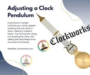 adjusting a clock pendulum guide by Clockworks showing brass lyre pendulum and bob