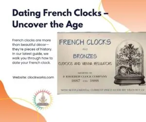 Vintage catalog cover advertising French clocks and bronzes under a glass dome, representing 19th-century horological craftsmanship.