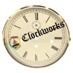 Kieninger J series clock dial with ivory face, bezel, and convex glass
