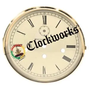 Kieninger J series clock dial with ivory face, bezel, and convex glass