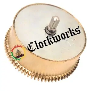 Clock mainspring barrel assembly with arbor and cap installed