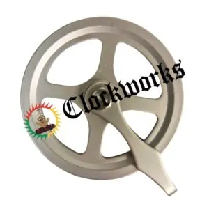 1-3-4 inch satin silver pulley for Hermle 1161 KSU and 461 MSU clock movements front view